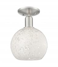 Innovations Lighting 716-1C-SN-G1216-8WM - White Mouchette - 1 Light - 8 inch - Brushed Satin Nickel - Semi-Flush Mount
