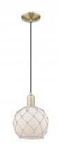 Innovations Lighting 716-1P-AB-G121-8RW - Farmhouse Rope - 1 Light - 8 inch - Antique Brass - Cord hung - Mini Pendant