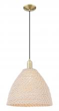 Innovations Lighting 716-1P-AB-NBD-16-NAT - Bristol Natural - 1 Light - 6 inch - Antique Brass - Cord hung - Mini Pendant