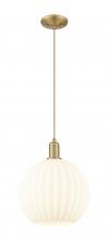 Innovations Lighting 716-1P-BB-G1217-12WV - White Venetian - 1 Light - 12 inch - Brushed Brass - Cord hung - Mini Pendant