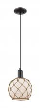 Innovations Lighting 716-1P-BK-G121-8RB - Farmhouse Rope - 1 Light - 8 inch - Matte Black - Cord hung - Mini Pendant