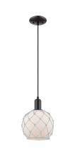 Innovations Lighting 716-1P-BK-G121-8RW - Farmhouse Rope - 1 Light - 8 inch - Matte Black - Cord hung - Mini Pendant