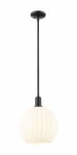 Innovations Lighting 716-1S-BK-G1217-12WV - White Venetian - 1 Light - 12 inch - Matte Black - Stem hung - Mini Pendant