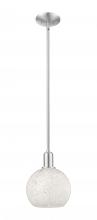 Innovations Lighting 716-1S-SN-G1216-8WM - White Mouchette - 1 Light - 8 inch - Brushed Satin Nickel - Stem hung - Mini Pendant