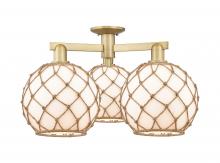Innovations Lighting 716-3F-BB-G121-10RB - Farmhouse Rope - 3 Light - 28 inch - Brushed Brass - Semi-Flush Mount