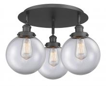 Innovations Lighting 916-3C-BK-G202-8 - Whitney - 3 Light - 20 inch - Matte Black - Semi-Flush Mount