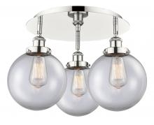 Innovations Lighting 916-3C-PN-G202-8 - Whitney - 3 Light - 20 inch - Polished Nickel - Semi-Flush Mount