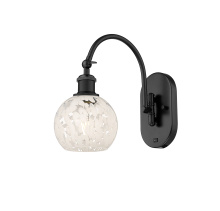 Innovations Lighting 918-1W-BK-G1216-6WM - White Mouchette - 1 Light - 6 inch - Matte Black - Sconce