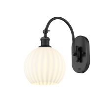 Innovations Lighting 918-1W-BK-G1217-8WV - White Venetian - 1 Light - 8 inch - Matte Black - Sconce