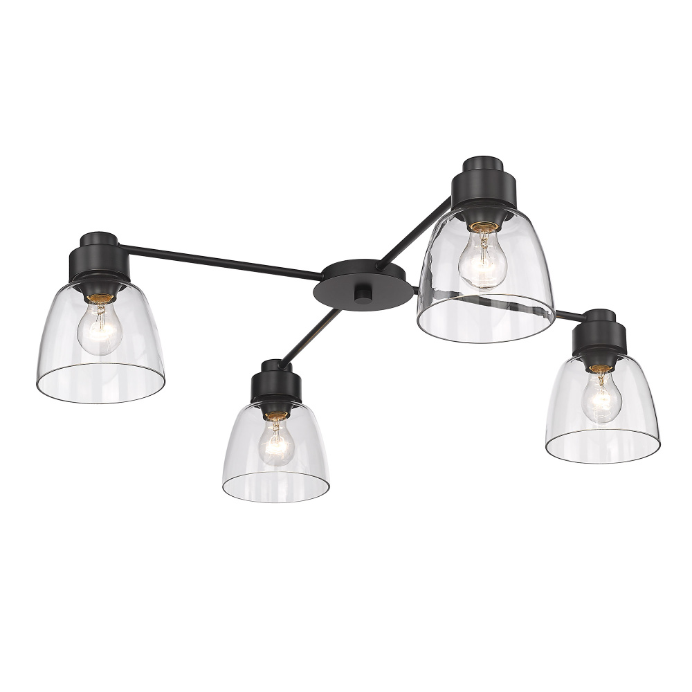 Golden Lighting Remy 4-light Flush Mount in Matte Black