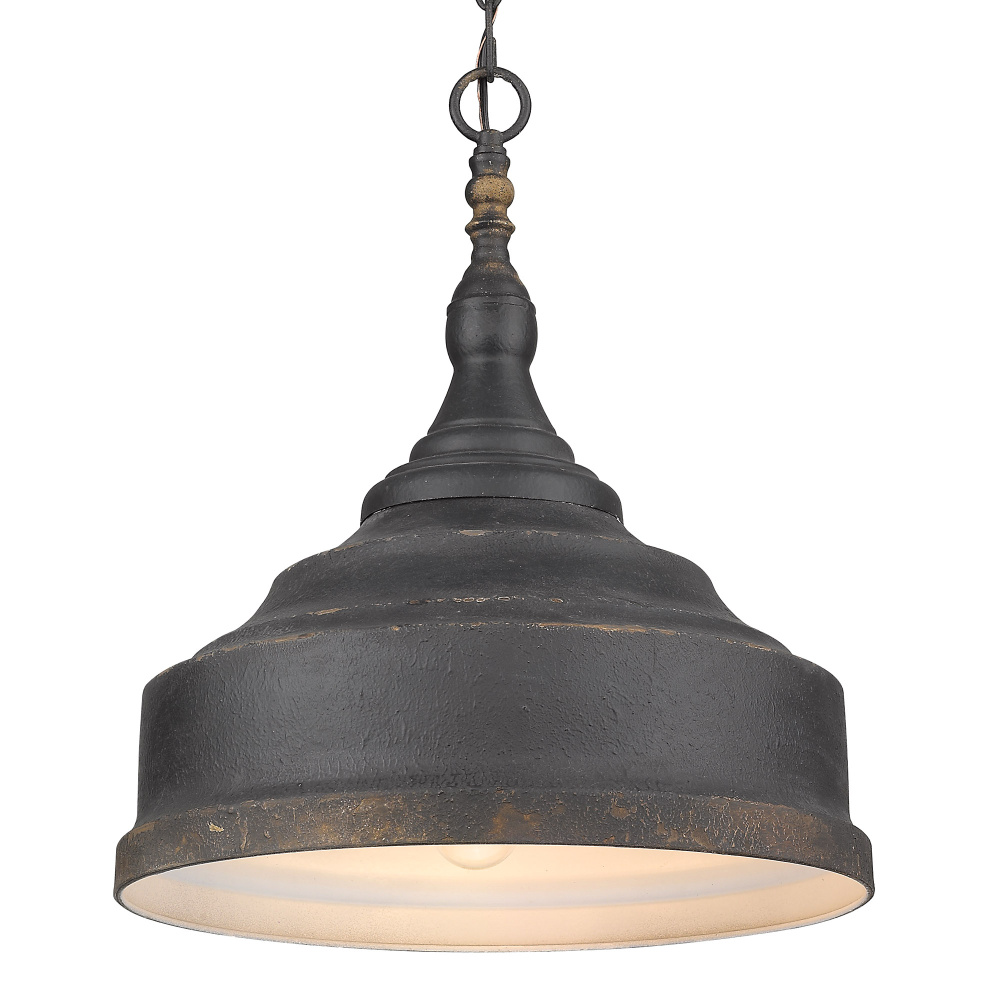 Golden Lighting Keating 3-light Pendant in Antique Black Iron