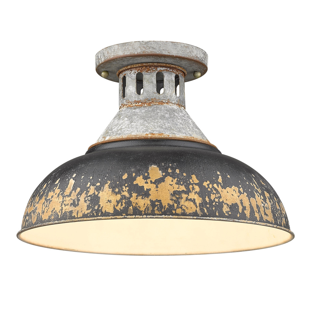 Golden Lighting Kinsley 1-light Semi-Flush Mount in Antique Black Iron shade
