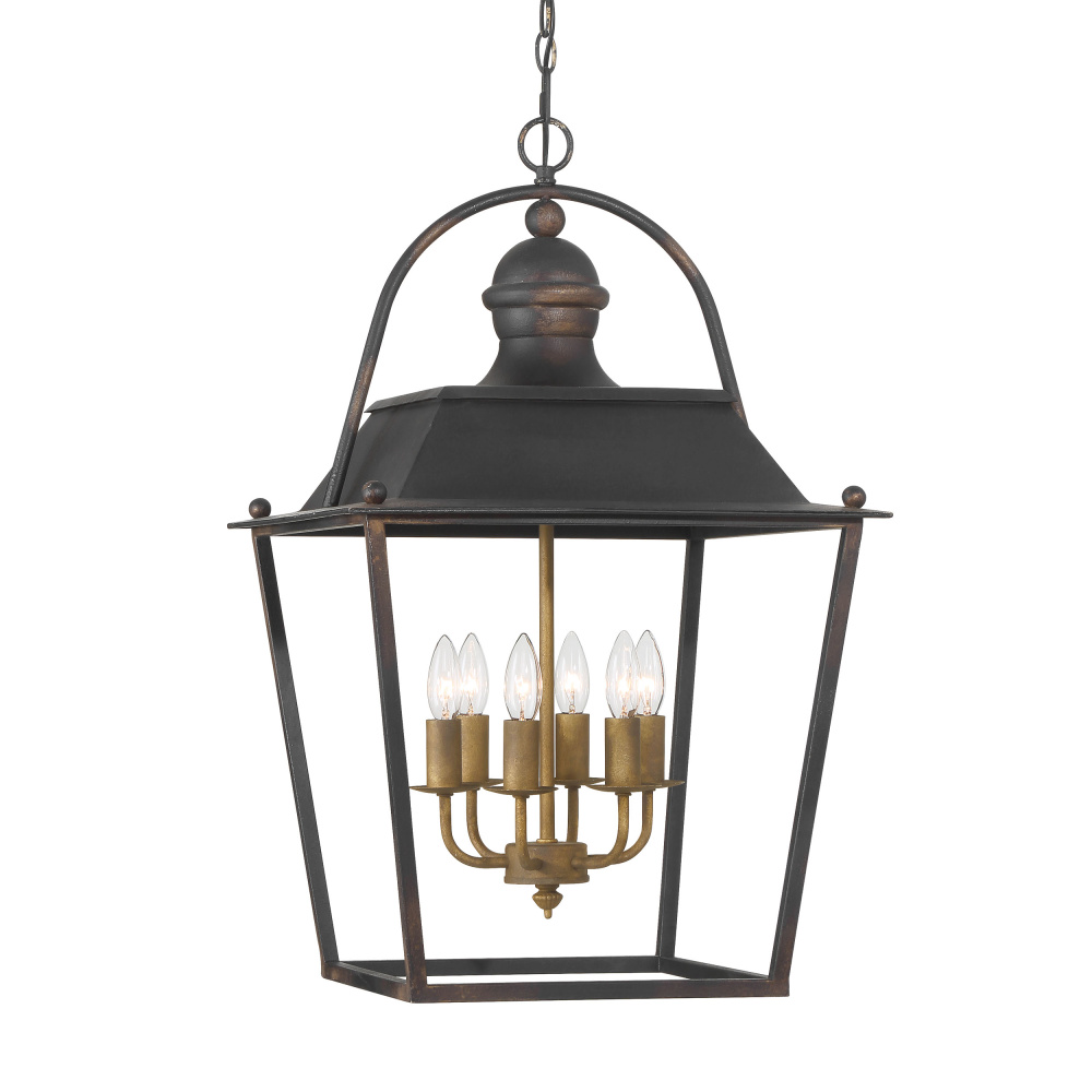 Golden Lighting Christoff 6-light Pendant in Antique Black Iron