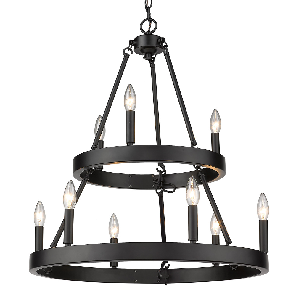 Golden Lighting Alastair 9-light 2-tier Chandelier (3+6) in Matte Black