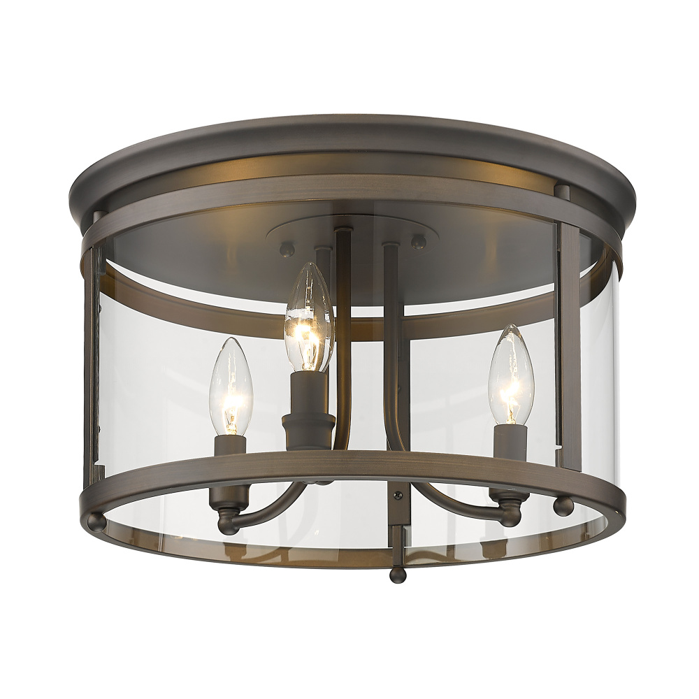 Golden Lighting Payton 3-light Flush Mount in Rubbed Bronze