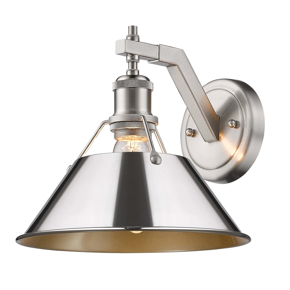 Yep by Golden Lighting Orwell 1-light Wall Sconce in Pewter and Chrome shade