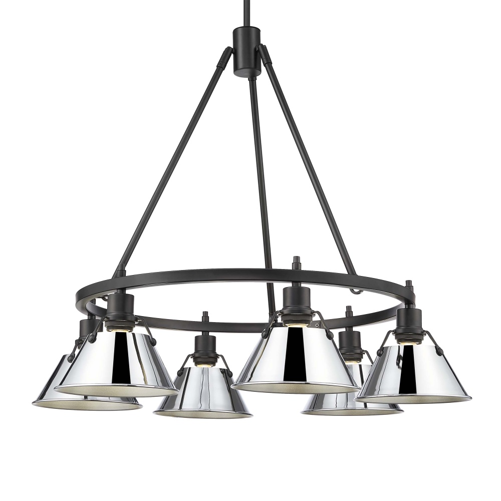 Yep by Golden Lighting Orwell 6-light Chandelier in Matte Black and Chrome shade