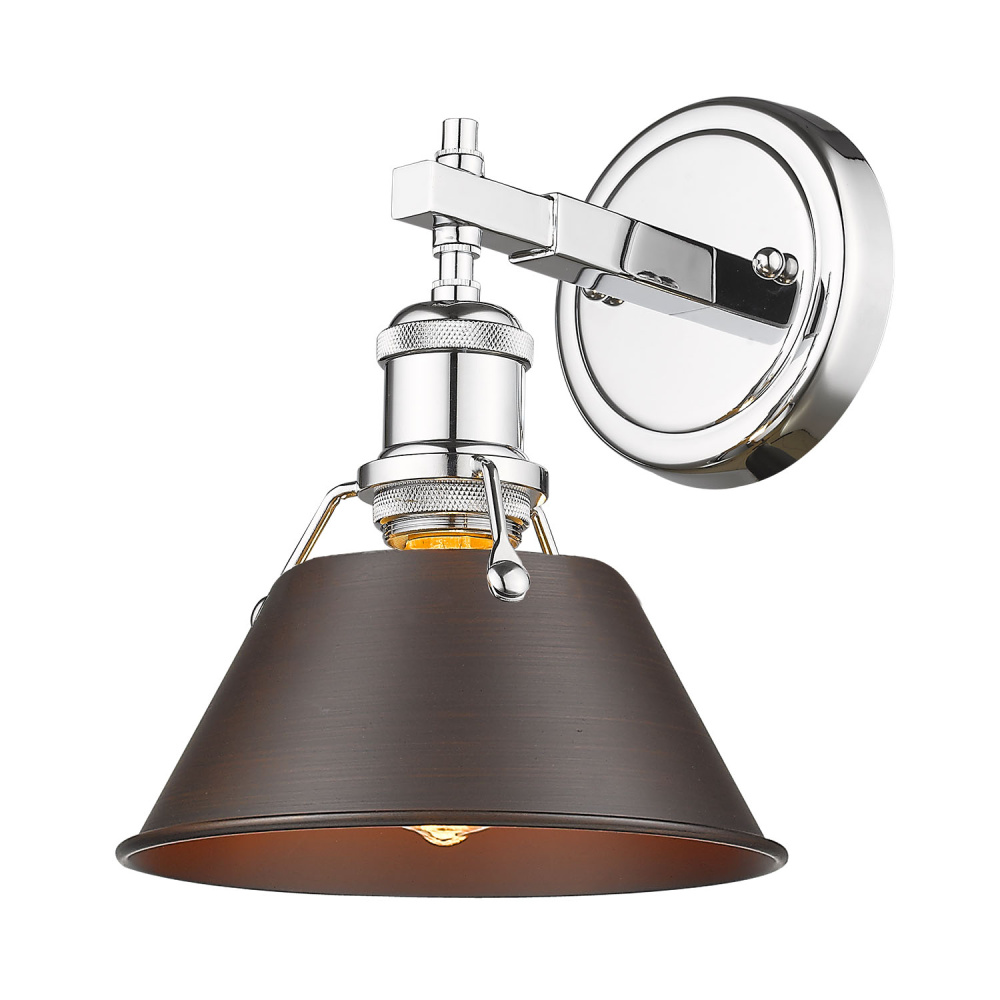 Yep by Golden Lighting Orwell 1-light Vanity in Chrome and Rubbed Bronze shade