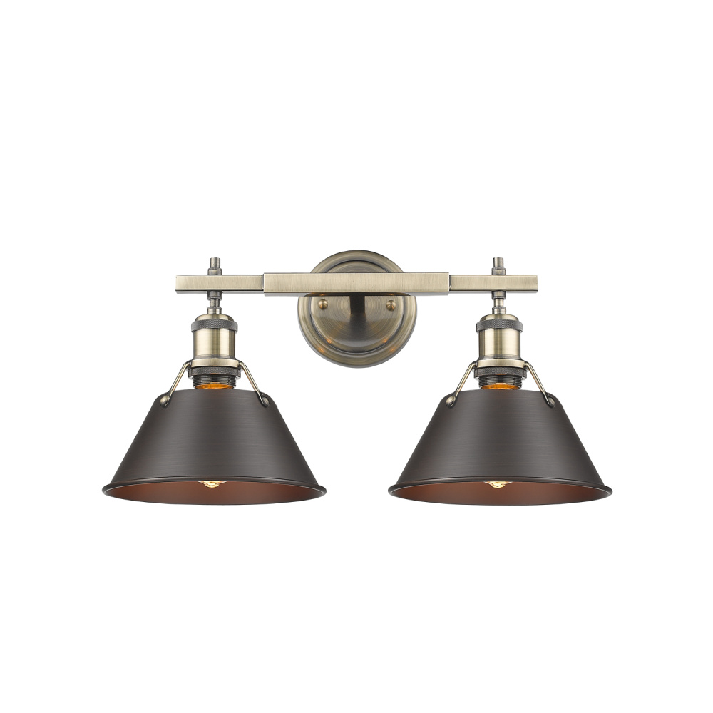 Yep by Golden Lighting Orwell 2-light Vanity in Aged Brass and Rubbed Bronze shade