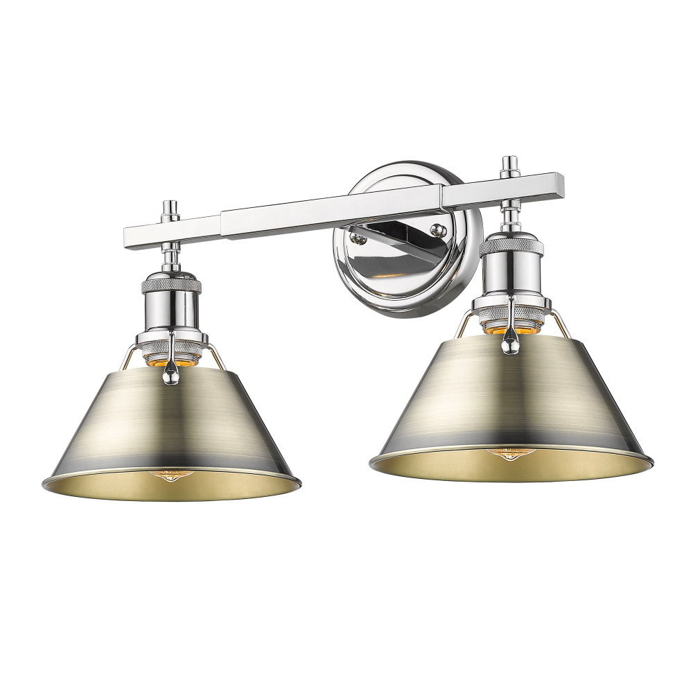 Yep by Golden Lighting Orwell 2-light Vanity in Chrome and Aged Brass shade