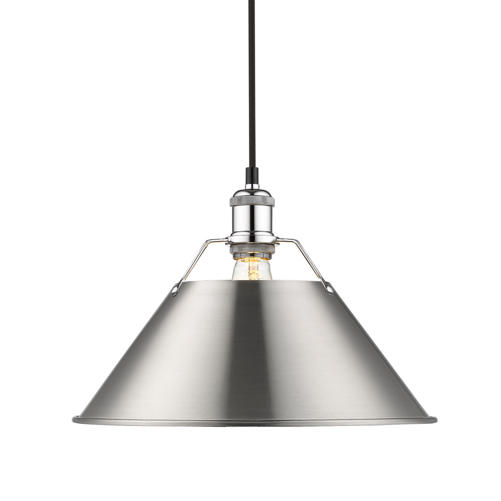 Yep by Golden Lighting Orwell 1-light 14in Pendant in Chrome and Pewter shade