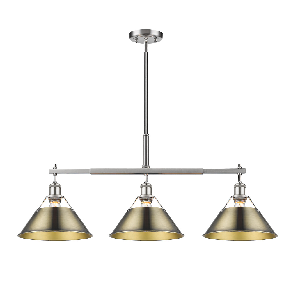Yep by Golden Lighting Orwell 3-light Island Light in Pewter and Aged Brass shade
