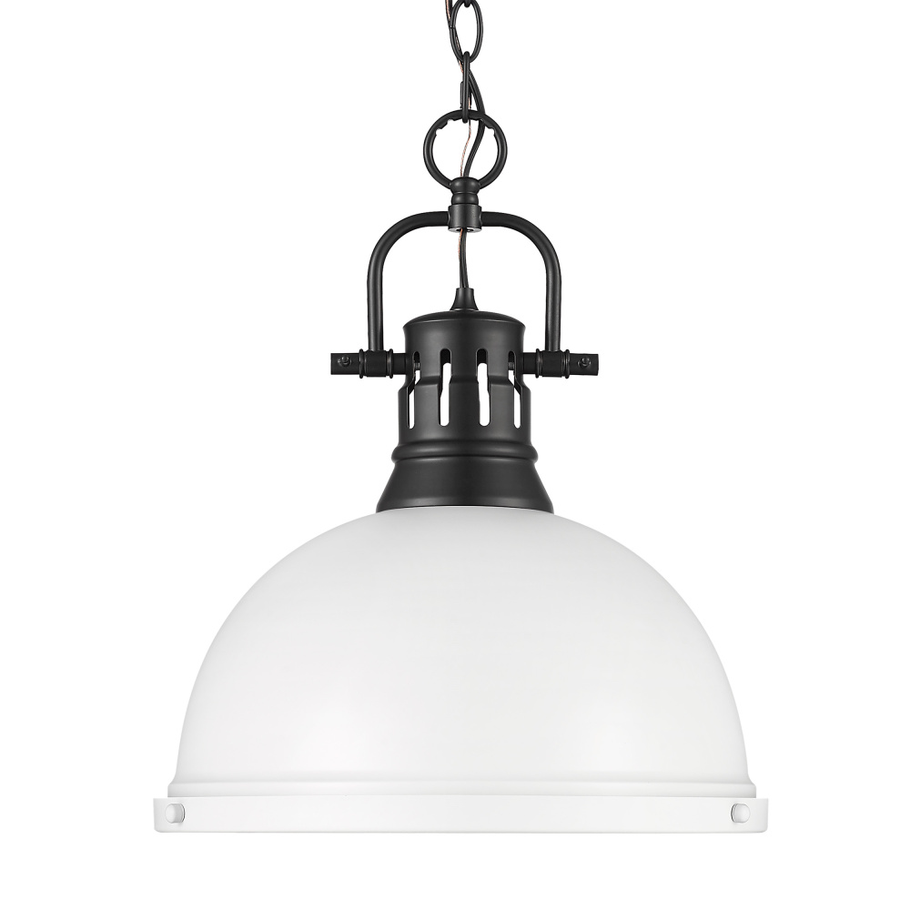 Yep by Golden Lighting Duncan 1-light 14in Chain Hung Pendant in Matte Black and Matte White shade