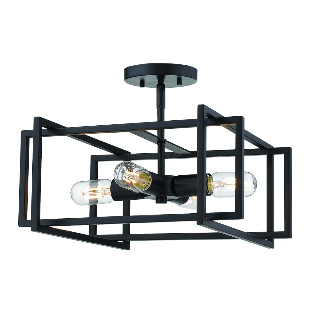 Golden Lighting Tribeca 4-light Semi-Flush Mount in Matte Black