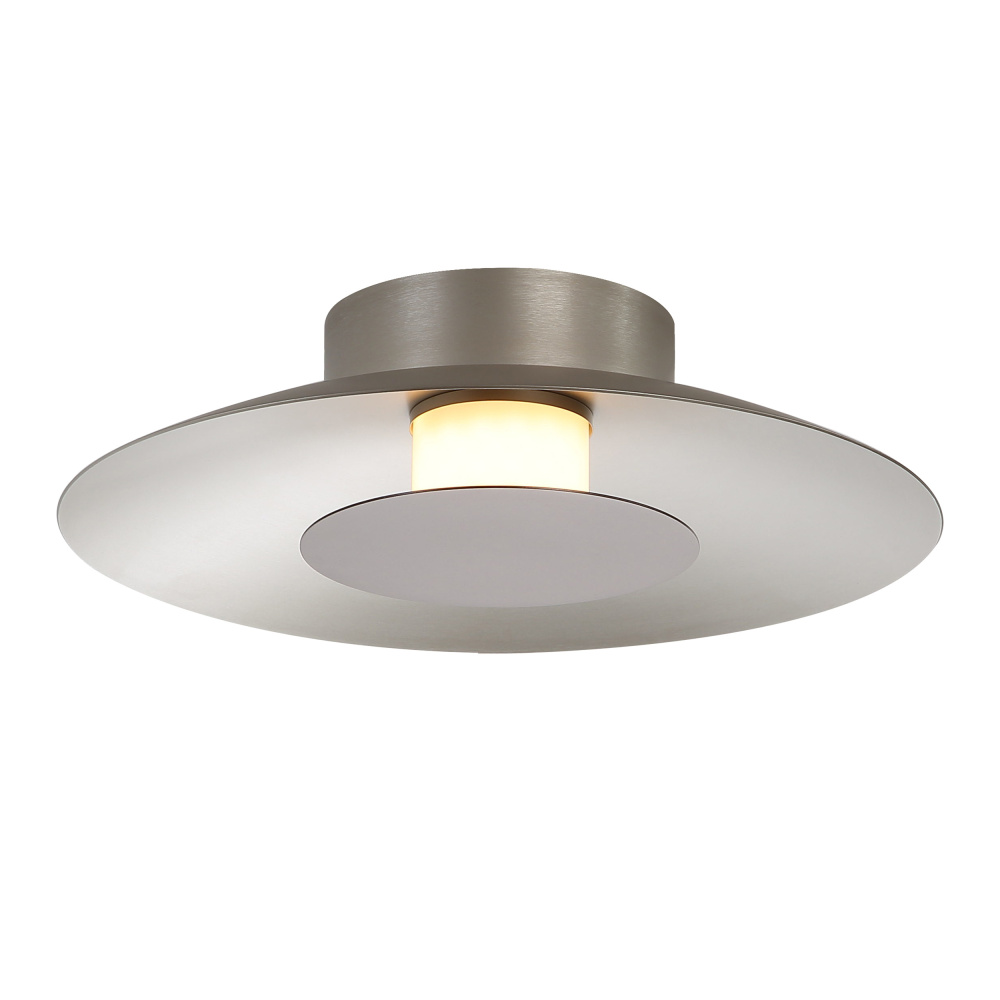 Yep by Golden Lighting Luma Integrated LED Flush Mount in Sand Nickel and Coffee Silver accent