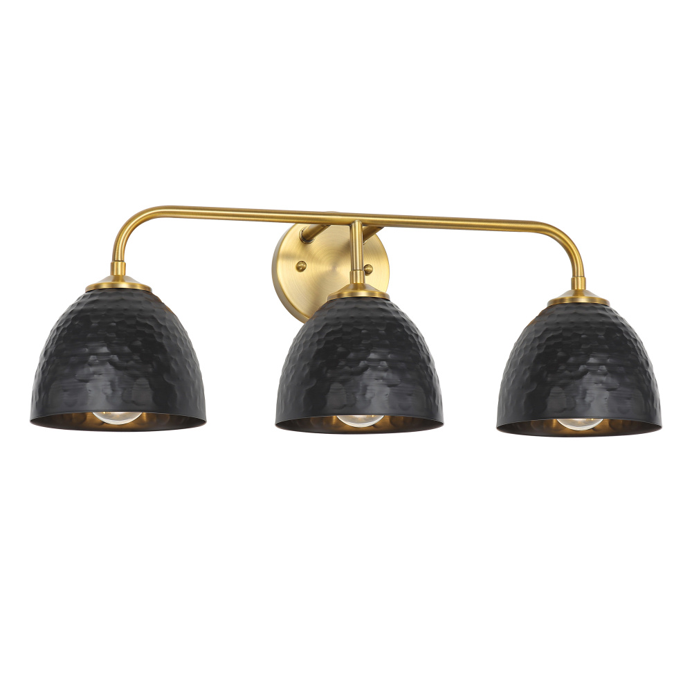 Golden Lighting Shepard 3-light Vanity in Modern Brass and Matte Black shade