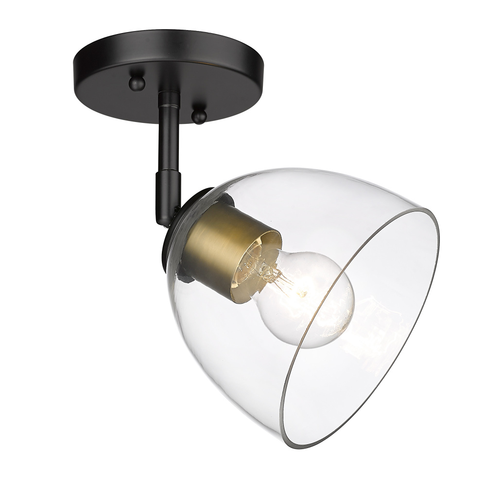 Golden Lighting Roxie 1-light Semi-Flush Mount in Matte Black and Brushed Champagne Brass