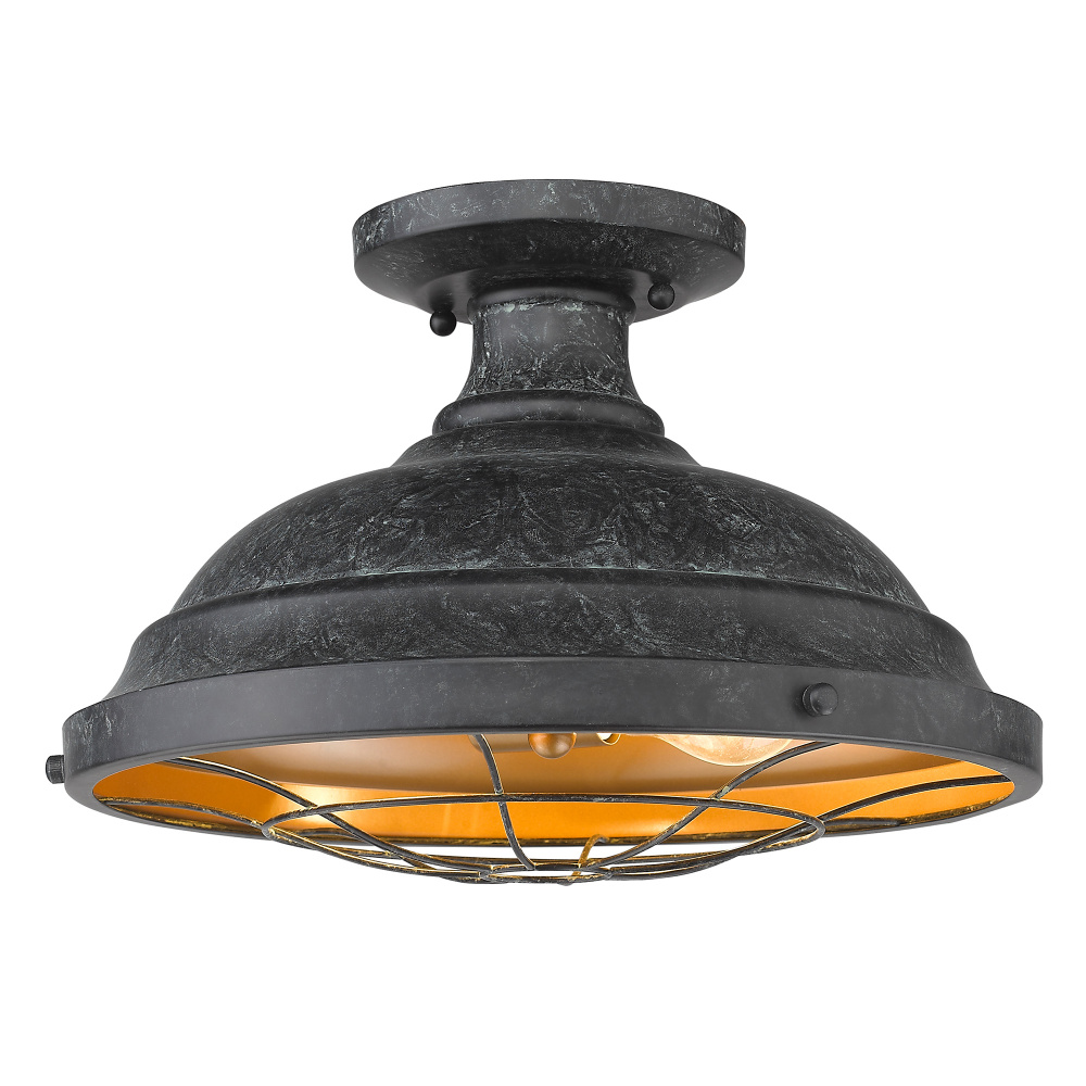 Golden Lighting Bartlett 2-light Semi-Flush Mount in Black Patina