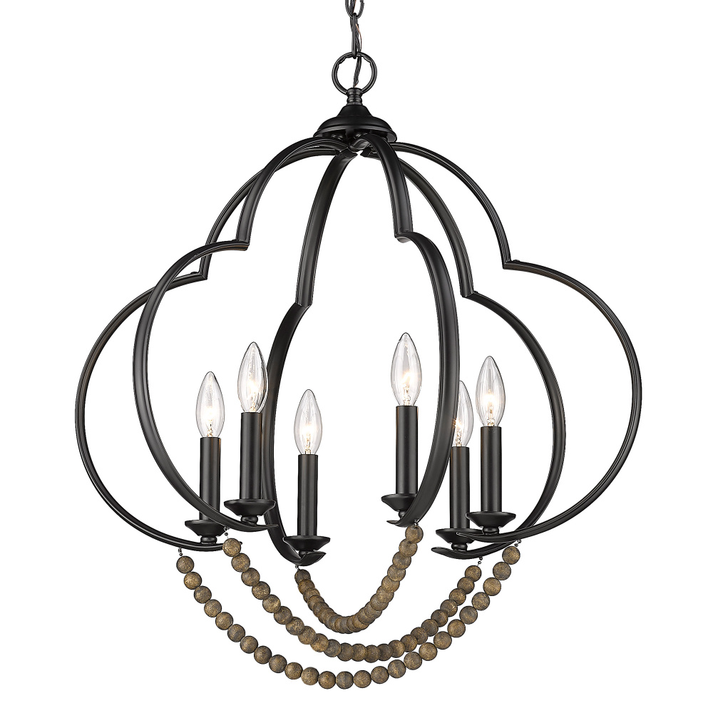 Golden Lighting Flori 6-light Pendant in Matte Black