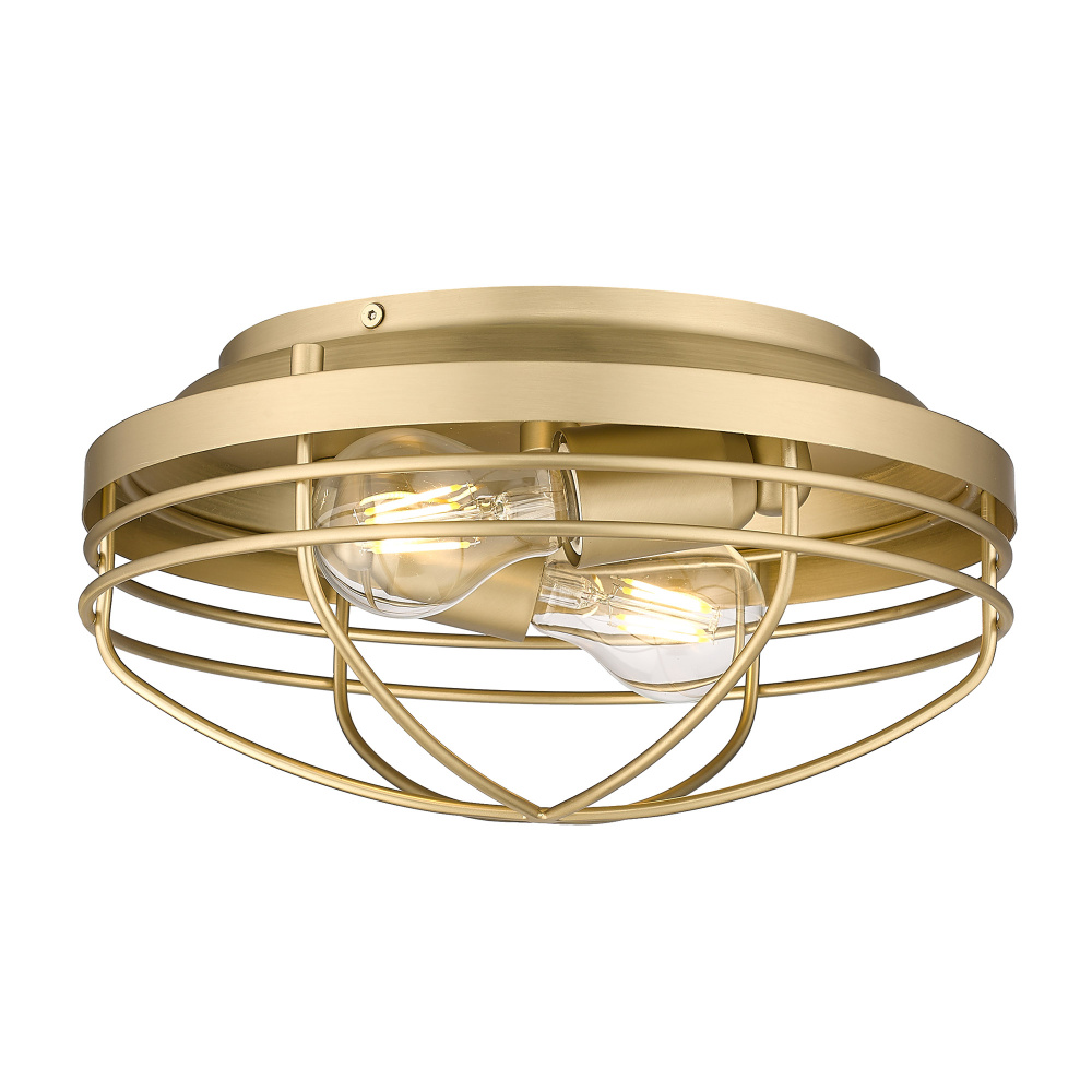Golden Lighting Seaport 2-light Flush Mount in Brushed Champagne Brass