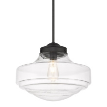 Golden 0508-L BLK-CLR - Golden Lighting Ingalls 1-light 16in Pendant in Matte Black and Clear Glass