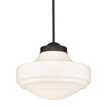 Golden 0508-L BLK-VMG - Golden Lighting Ingalls 1-light 16in Pendant in Matte Black and Vintage Milk Glass