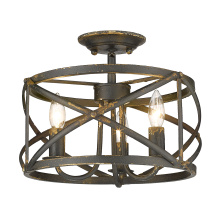 Golden 0890-SF ABI - Golden Lighting Alcott 3-light Semi-Flush Mount in Antique Black Iron