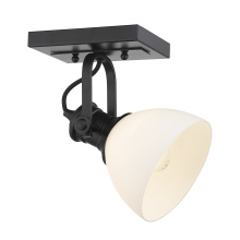 Golden 3118-1SF BLK-OP - Yep by Golden Lighting Hines 1-light Adjustable Semi-Flush Mount in Matte Black and Opal Glass
