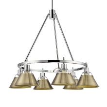 Golden 3306-6 CH-AB - Yep by Golden Lighting Orwell 6-light Chandelier in Chrome and Aged Brass shade