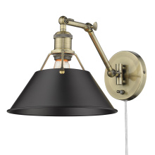 Golden 3306-A1W AB-BLK - Yep by Golden Lighting Orwell 1-light Swing Arm Wall Lamp in Aged Brass and Matte Black shade