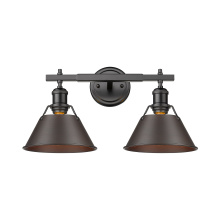 Golden 3306-BA2 BLK-RBZ - Yep by Golden Lighting Orwell 2-light Vanity in Matte Black and Rubbed Bronze shade