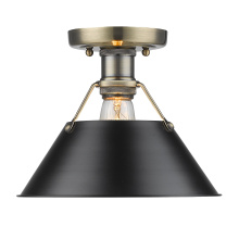 Golden 3306-FM AB-BLK - Yep by Golden Lighting Orwell 1-light Flush Mount in Aged Brass and Matte Black shade