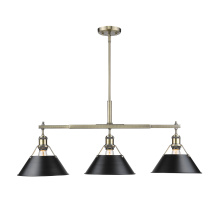 Golden 3306-LP AB-BLK - Yep by Golden Lighting Orwell 3-light Island Light in Aged Brass and Matte Black shade
