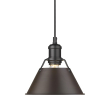 Golden 3306-S BLK-RBZ - Yep by Golden Lighting Orwell 1-light 8in Pendant in Matte Black and Rubbed Bronze shade