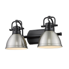 Golden 3602-BA2 BLK-PW - Yep by Golden Lighting Duncan 2-light Vanity in Matte Black and Pewter shade