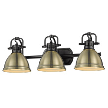 Golden 3602-BA3 BLK-AB - Yep by Golden Lighting Duncan 3-light Vanity in Matte Black and Aged Brass shade