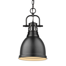 Golden 3602-S BLK-BLK - Yep by Golden Lighting Duncan 1-light 9in Chain Hung Pendant in Matte Black