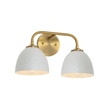 Golden 6950-BA2 MBS-WHT - Golden Lighting Shepard 2-light Vanity in Modern Brass and Matte White shade
