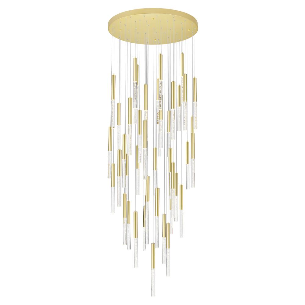 Dragonswatch Integrated LED 32in 45 Pendant Satin Gold Chandelier