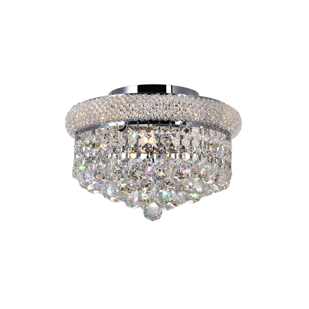 Empire 3 Light 12in Chrome Flush Mount with Crystals